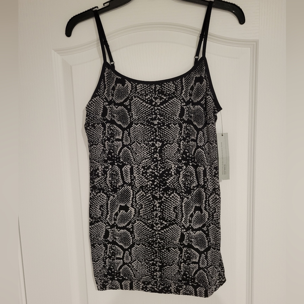 Apt. 9 Seamless Tank Top, Animal Print in Black and Gray, Size L/XL.